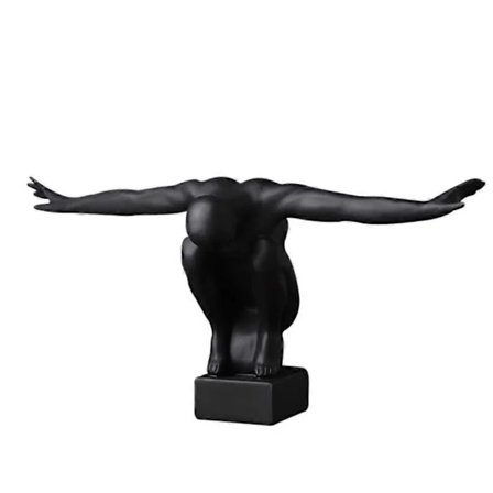 Harts Skulptur Statue Nordisk Stil Vinget Gymnastikk Mann Svart 40.00X20.00X19.50CM Hjemmeinnredning 1st Black 40.00X20.00X19.50CM