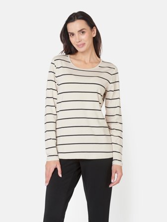 JENSEN - Langærmet T-shirt - Beige - Stribet