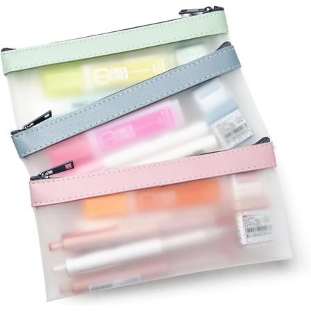 3-pack blyantveske Glidelås blyantpose, multifunksjonell klar penn