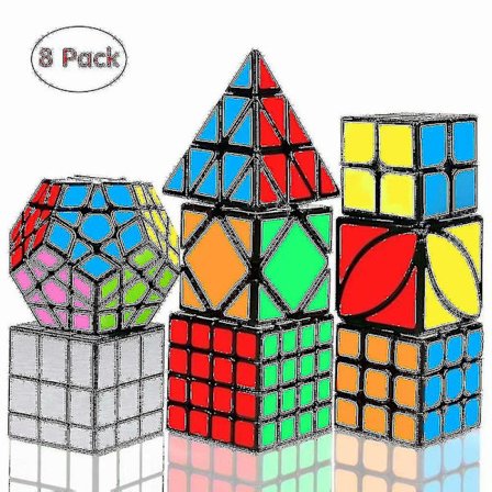 Speed Cube Sæt, Magic Cube Bundle 2x2 3x3 4x4 Pyramide - Legetøjs Puslespil Cube Til Børn Og Voksne Sæt Af 8 [DmS]