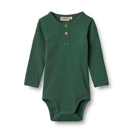 WHEAT Body Long Sleeve Benny Green Tea Str 62/3 m, Tøj & Bolig, Børnetøj, Sparkedragter & Bodyer