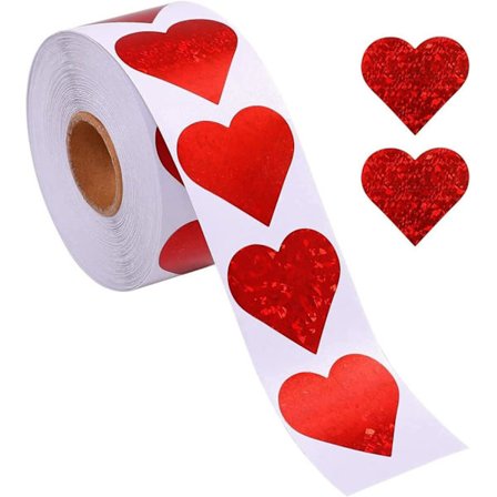 1 rulle med 500 hjerteformede klistermærker, Valentinsdag hjerte klistermærker til Thanksgiving Day bryllup håndværk DIY kuverter kort gaveæsker