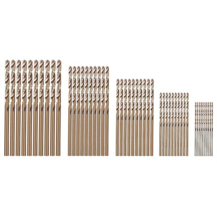 50 stk Drillforce Tools M35 Kobolt Borsett, HSS-CO Borsett 1-3MM, for boring i herdet stål, støpejern og rustfritt stål (gull)
