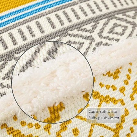 Marokko Tufted Boho Putetrekk - Kvadrat Bomull Pynteputer Dekorativ Putetrekk med Dusker