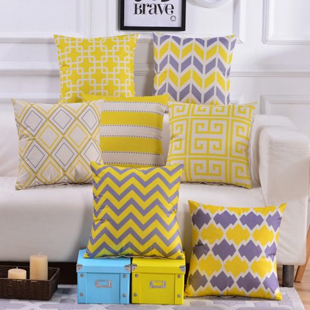 Sæt med 7 Pudebetræk 45 x 45 cm Dekorative Enkle Bløde Puder