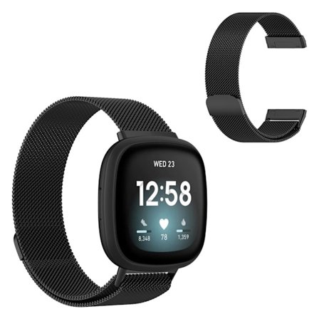 Fitbit Versa 3 rostfritt stål klockarmband - svart / Storlek: S