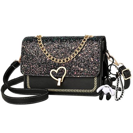 Höstväska för damer Koreansk version Kedjelås Mode Enkel och mångsidig One Shoulder Messenger Bag 2022,1st-svart