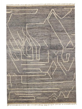 Hand Knotted Berber Style Rug 305X437 Brown/Dark Grey
