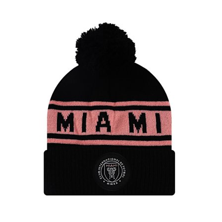 Stickad fotbollsklubb-mössa, kallskyddande och varm ullmössa för höst och vinter svart svart