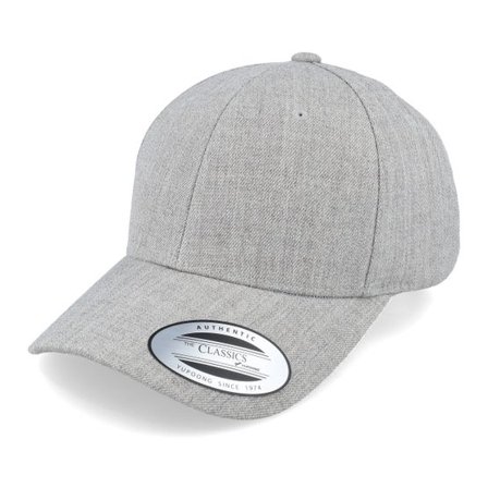 Yupoong - Grå adjustable Keps - Curved Heather Grey Adjustable @ Hatstore