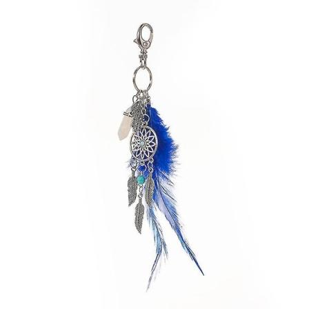 Galaxy Naturlig Turkis Edelsten Fjær Nøkkelring Veske Ring Henge Bil Henge