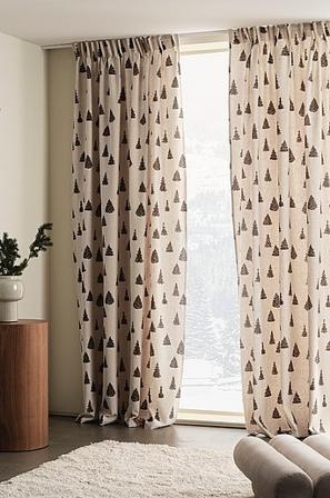 Jotex - Set Van 2 Multifunctionele Gordijnen Bruin Bruin - TREES - Koop Multifunctionele gordijnen bij Jotex