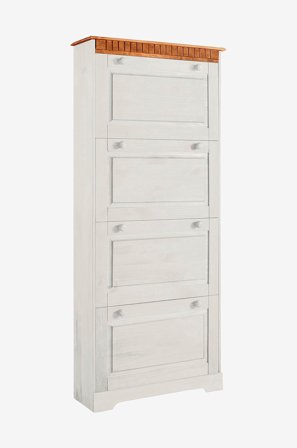 Loft24 - Lisa Skoskåp med 4 luckor i furu - Vit - Skoskåp - Från Homeroom