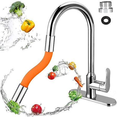 Forlenger for springen, 20 cm lang, 20 cm sprayregulator, 360 springsprayer, springeslange, egnet for kjøkken, bad og utendørs (oransje)