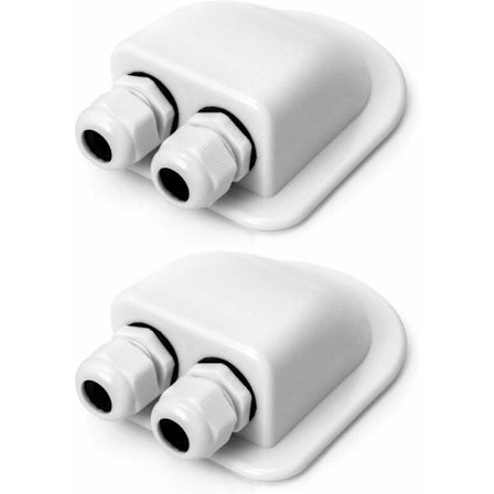 2PCS Takgenomföring IP68 Vattentät Solkabeltätning Väderbeständig Dubbel Kabelingångsbox, Husvagn och Båt ABS Kabelgenomföring, Vit