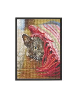 Broderikit Tavla Katt tittar fram - RTO