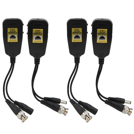 4 stk. HD Videosender Anti Torden Power Balun RJ45 2i1 HDCVI TVI AHD CVBS 2 til 8MP