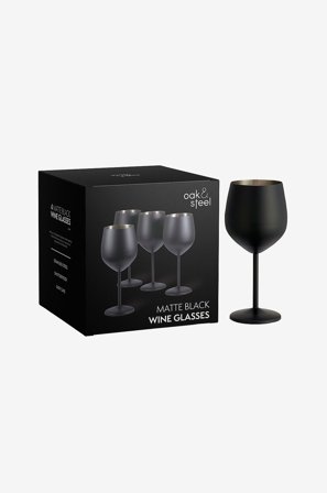 Oak & Steel - Vinglas matt 4-pack - Svart - Vinglas - Från Homeroom