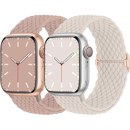 2-pak strækbar flettet solo loop, kompatibel med Apple Watch remme 42 mm 44 mm 45 mm 46 mm 49 mm, justerbart elastisk sportsbånd