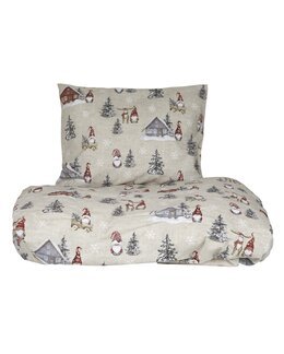 Påslakanset Harald med tryckt tomtemotiv 2-delar Röd - Jul - Fondaco