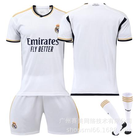 23-24 Ny Real Madrid Hjemme Barn Voksen Fotballsett med Sokker-Ingen nummer-24# No number 24#
