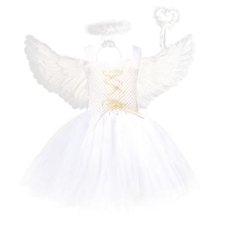 Ängelkostymer för flickor Halloween Dress Up Wings Halo Pannband 2XL