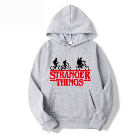 Stranger Things Trykket Pullover Hettegenser med Fleecejakke - Lys Grå - Størrelse 2XL Lys Grå Lys Grå 2XL