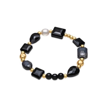 Armband - Luxenter - Nyste - Svart resin - 18k guld - Elastisk 10 mm