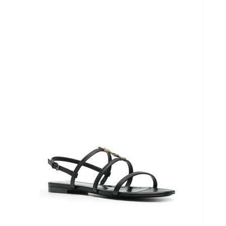 Saint Laurent, Cassandra Flat Sandals Zwart, Dames, Maat:40 EU