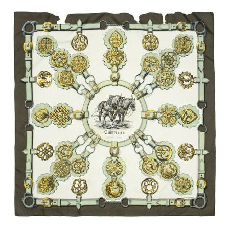 Hermès Vintage, Pre-owned Scarf Groen, Dames, Maat:ONE Size