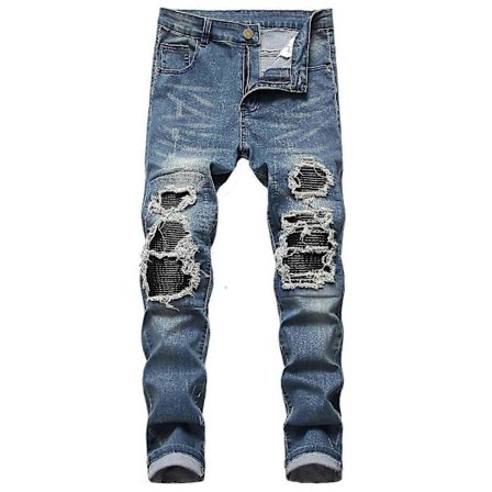27-42 Stretch Ripped Herre Jeans Mote Kne Hull Klassisk Blå Svarte Jeans Herre Sommer Nye Denim Bukser