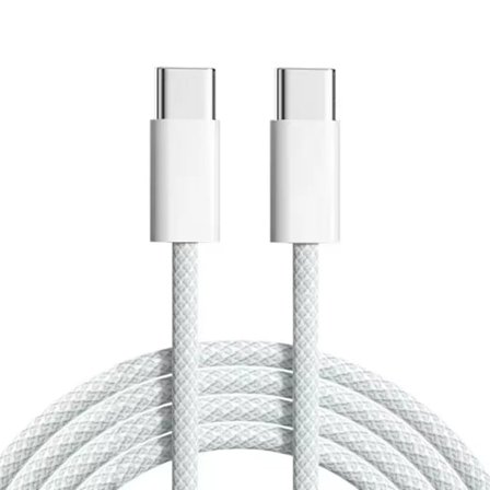 2 meter NYLON Laddare för Samsung - Snabbladdare - USB-C Laddare - Kabel Vit