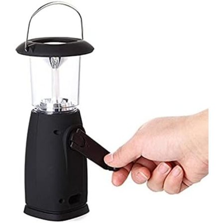 6 LED Solar Handvev Dynamo LED-lampa Lykta för Utomhuscamping Jakt Vandring Segling Väderbeständig