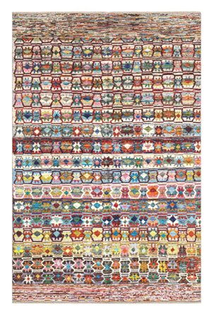 Hand Knotted Berber Colourful Rug 200X300 Wool Dark Red/Brown