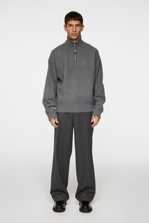 J.Lindeberg - Bon Boiled Wool Quarter Zip - Grey - Man - L