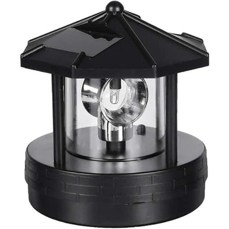 【PP】Soldrevet LED-lampe med roterende fyrretræsdesign til have og græsplæne, vandtæt, dekorativ til terrasse, udendørs dekoration (sort)