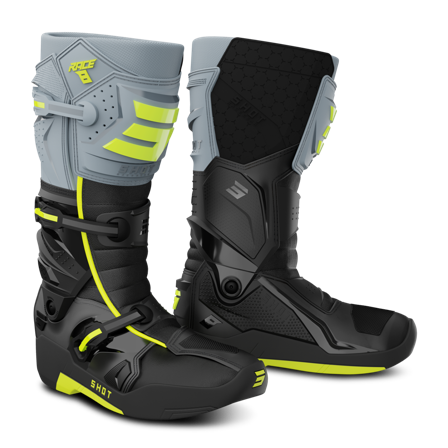 Cizme Motocross Shot Race 8 negru/galben neon 48