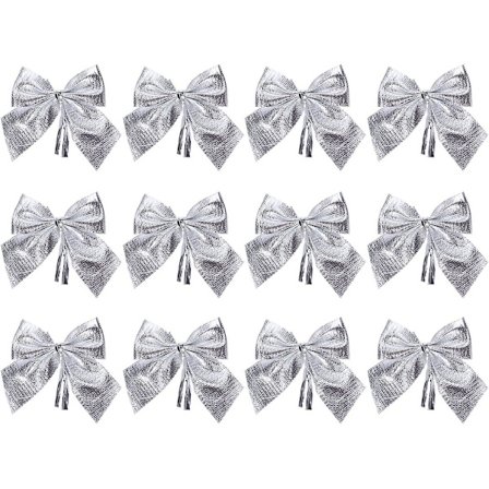 12 st Julglitterbågar Julgransprydnader Julhängen Hängdekor - 12 Silverbågar En och En