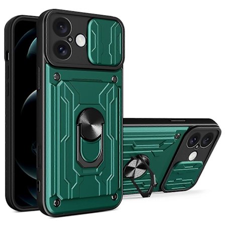 Skal för iPhone 16 Plus PC+TPU Ställ Telefon Baksida med Kameraskydd