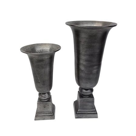 Hopeinen alumiinimaljakkosetti – 2 kpl, 24x24x50 cm