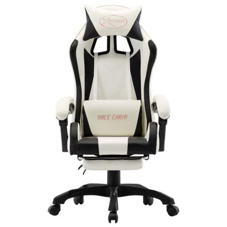 Vidaxl Gamingstol Med Fotstöd Svart Och Vit Konstläder Svart