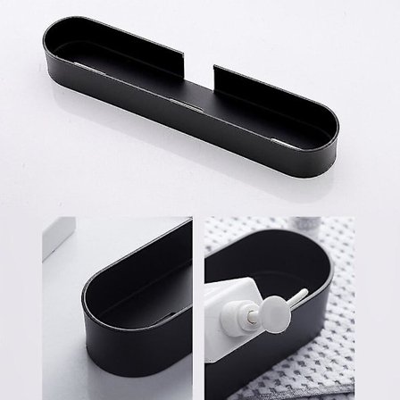 Duschkorg Svart Badrumshylla Med Stång 30cm Kök Balkong