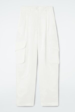 COS Femme Pantalon Workwear Jacquard Fleuri in Blanc