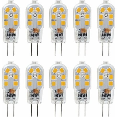 G4 LED-pærer 12V, 1W svarende til 10W halogen, ikke dæmpbare, 10-pak