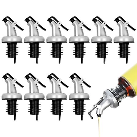 10pcs Bottle Pourer Oil Spout Liquor Spirit Drinks Pourer Olive Oil Pourer Flip Top Bottle With Dust Caps