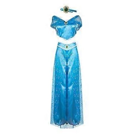 Jasmine Prinsessa Maskerad Dam Aladdin Cosplay Kostym Party Outfit -NMAOV(S Mörkblå)