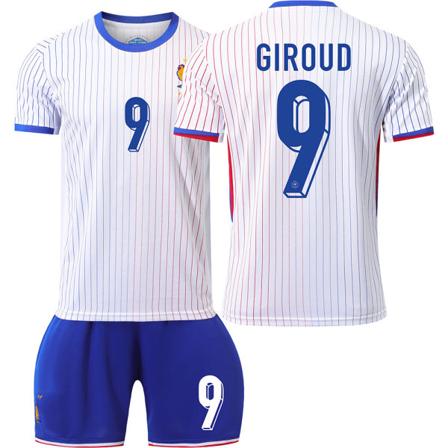 Frankrig 2024 trøje fodboldtrøje UEFA Euro udgave hjem børn voksen sæt nr. 9 GIROUD sockless 20