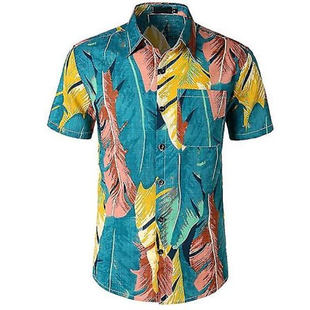 Mens Hawaii Beach Shirt Sommar Kortärmad Button Up Skjortor Toppar