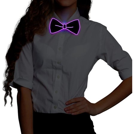 Tilbehørssett for utdrikningslag, ferie, fest, bryllup, lilla sløyfe, for kvinner og menn, med LED-lys, LED-glød, justerbar, opplyst kostyme