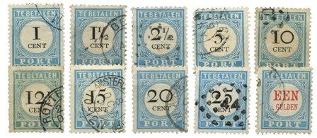 Holland 1881-1887 - Portomærker NVPH P3-P12 - Stemplet